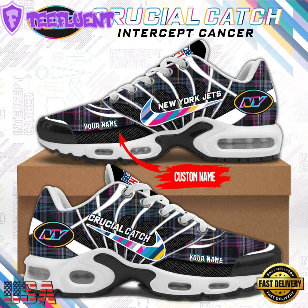 NFL New York Jets Crucial Catch Intercept Cancer Air Max Plus Shoes Sneaker