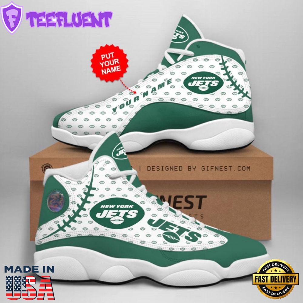 NFL New York Jets Custom Name Air Jordan 13 Shoes