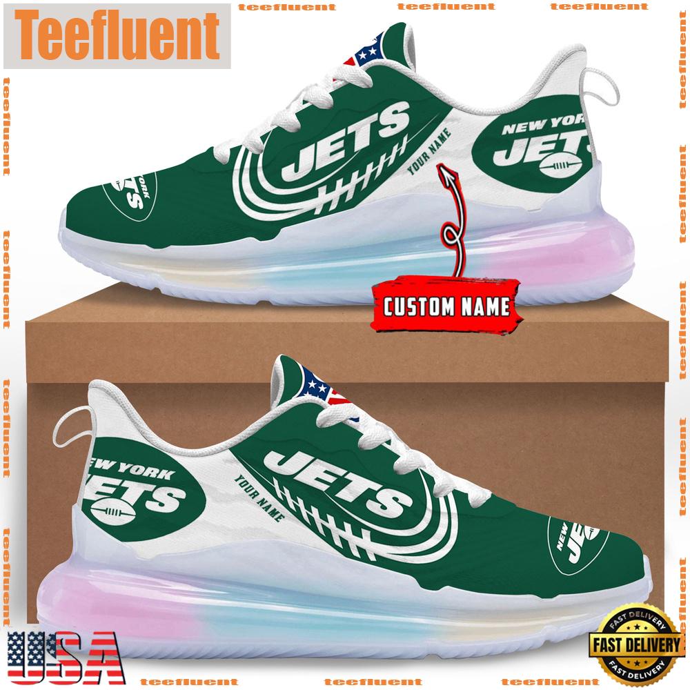 NFL New York Jets Custom Rainbow Atmospheric Cushion Running Shoes, Women's Sneaker