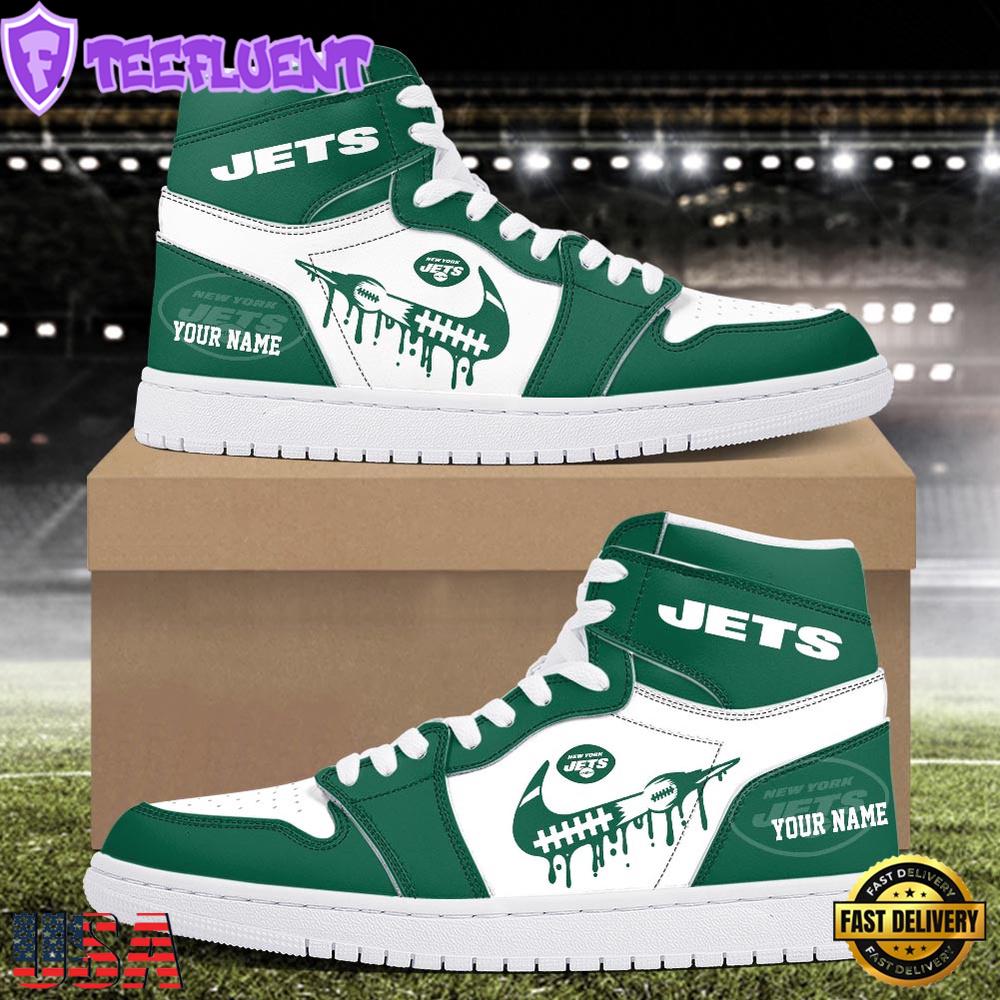 NFL New York Jets Grunge Style Custom Air Jordan 1 Shoes