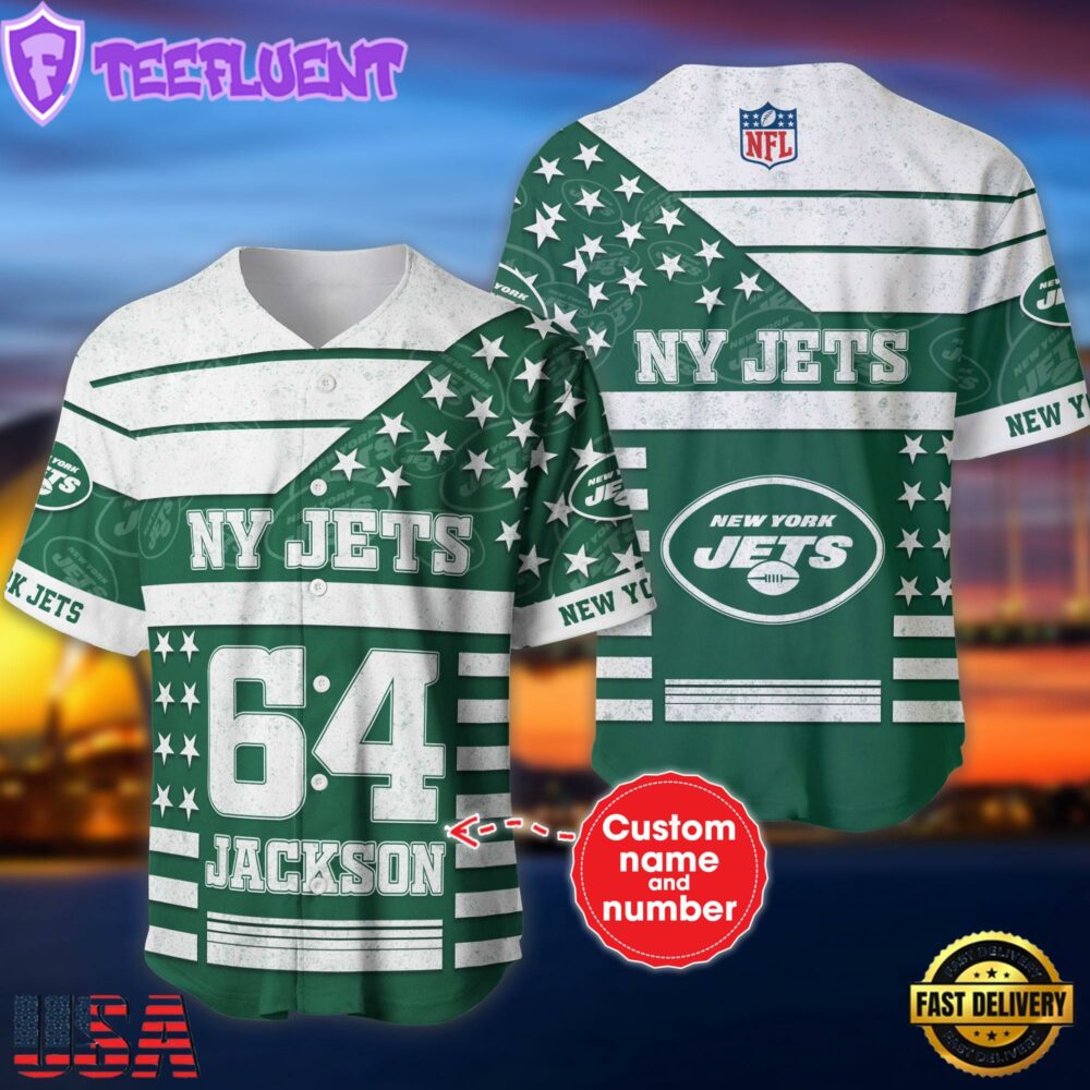 NFL New York Jets Personalized American Flag Baseball Jersey