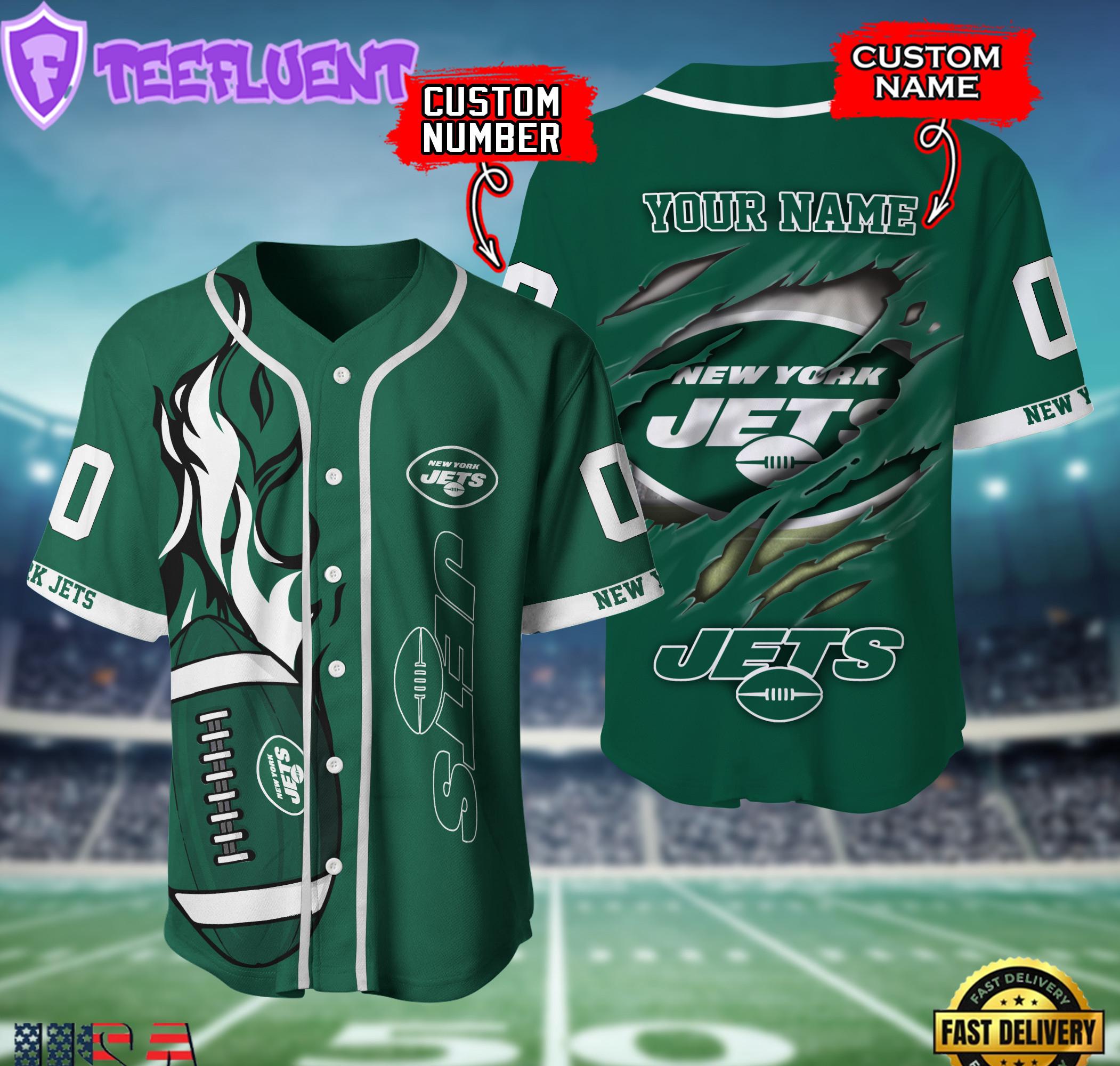 Custom Name Number NFL New York Jets Team Logo Litmited Edition Baseball Jersey Custom Name Number NFL New York Jets Team Logo Litmited Edition Baseball Jersey