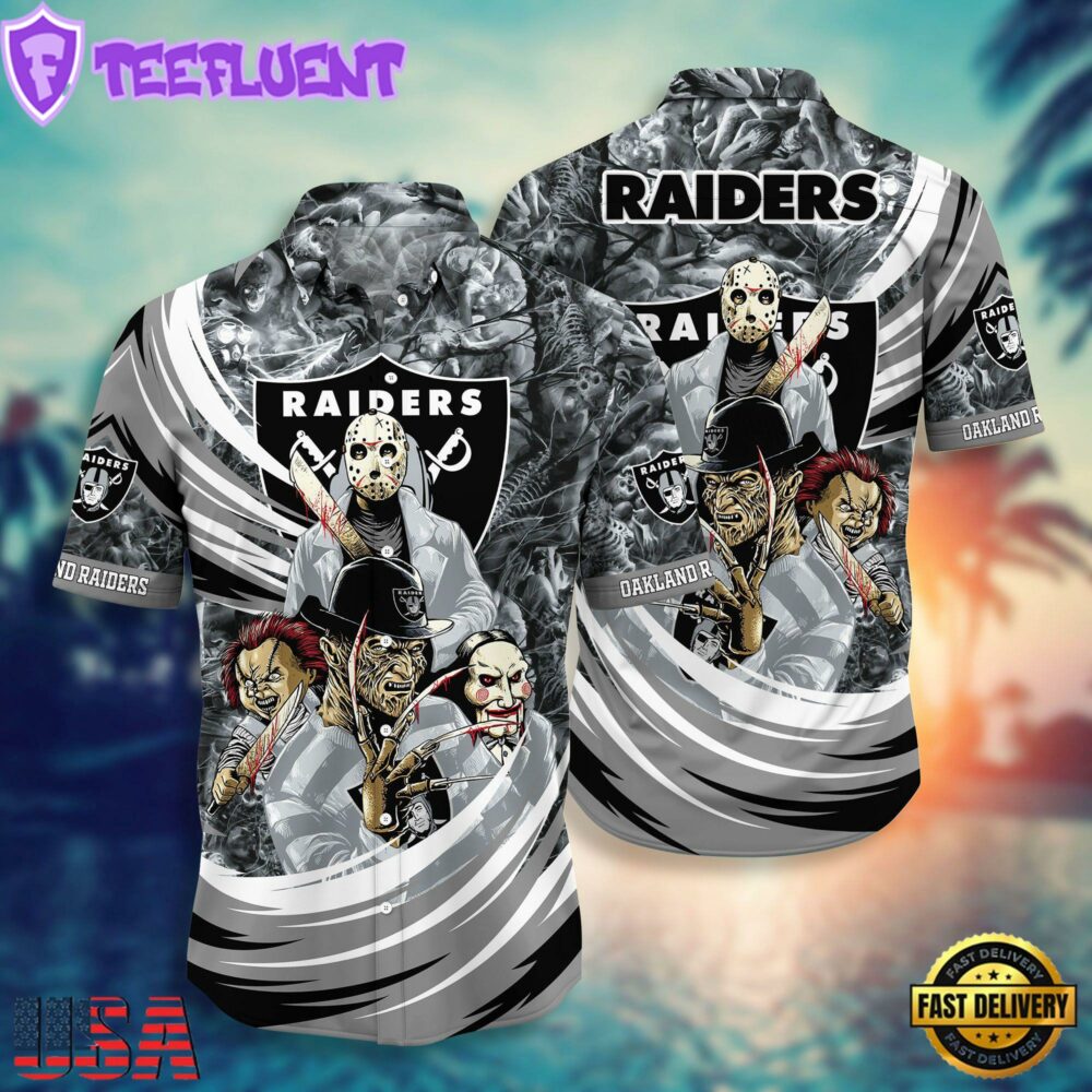 NFL Oakland Raiders Halloween Horror Movies Summer Hawaiian Shirts