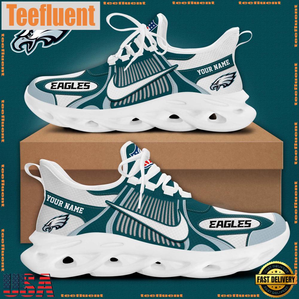 NFL Philadelphia Eagles Blue White Stripes Logo Custom Clunky Max Soul Shoes