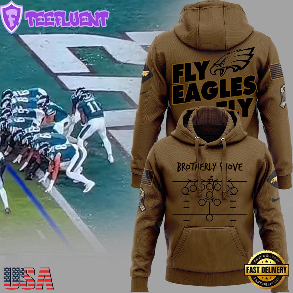 NFL Philadelphia Eagles Brotherly Shove Salute To Service Hoodie
