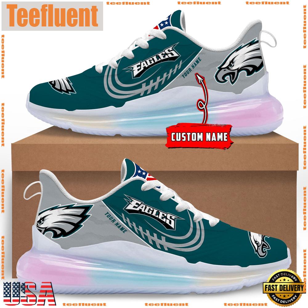 NFL Philadelphia Eagles Custom Rainbow Atmospheric Cushion Running Shoes, Women's Sneaker
