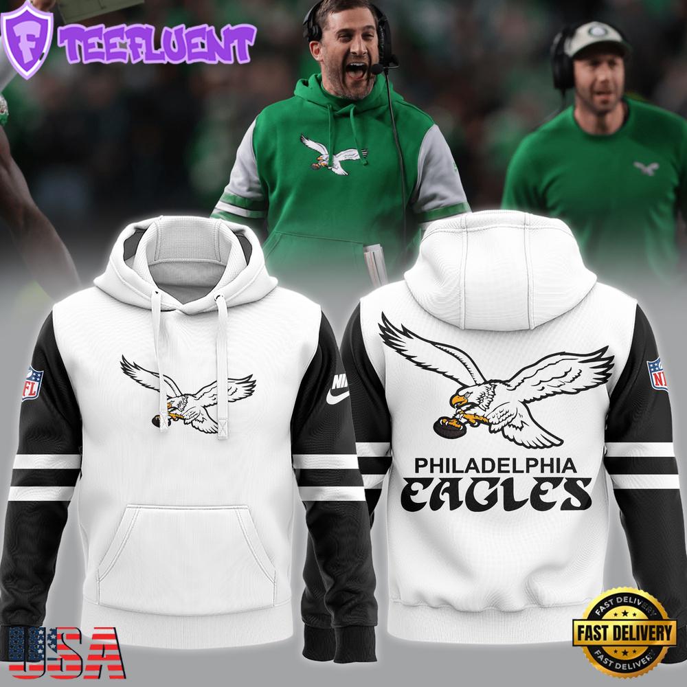 NFL Philadelphia Eagles Football Coach Nicholas John Sirianni’s Eagles White Hoodie