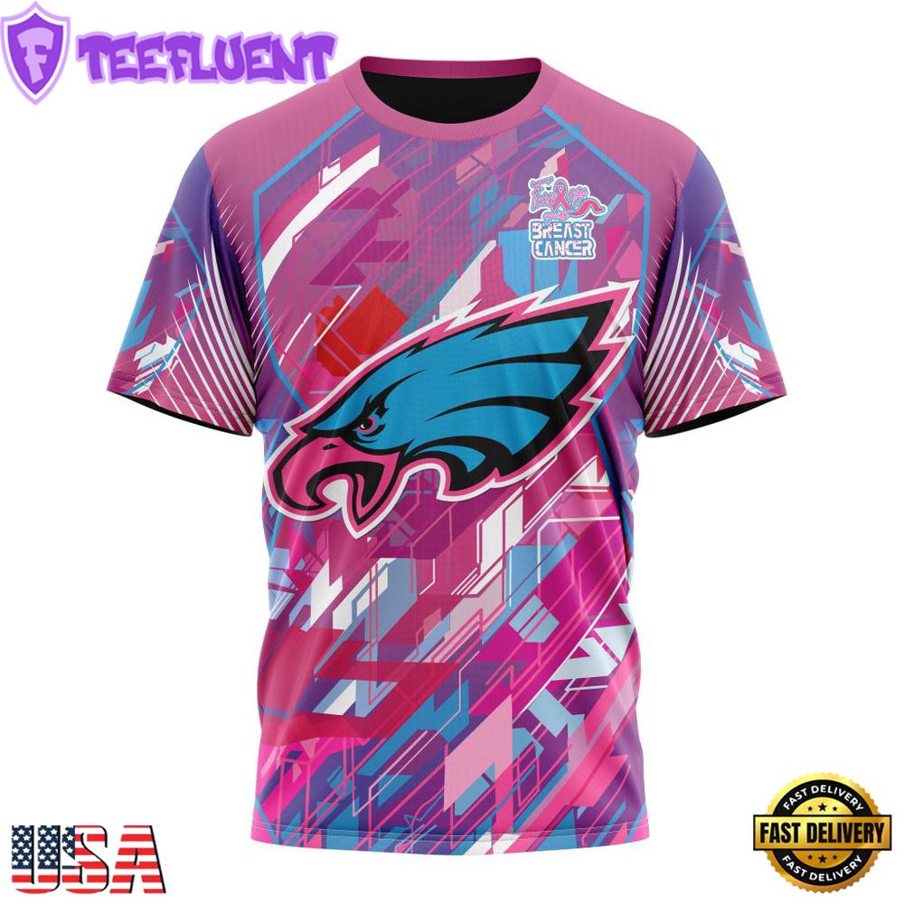 NFL Philadelphia Eagles Football Team Breast Cancer 3D T-Shirt