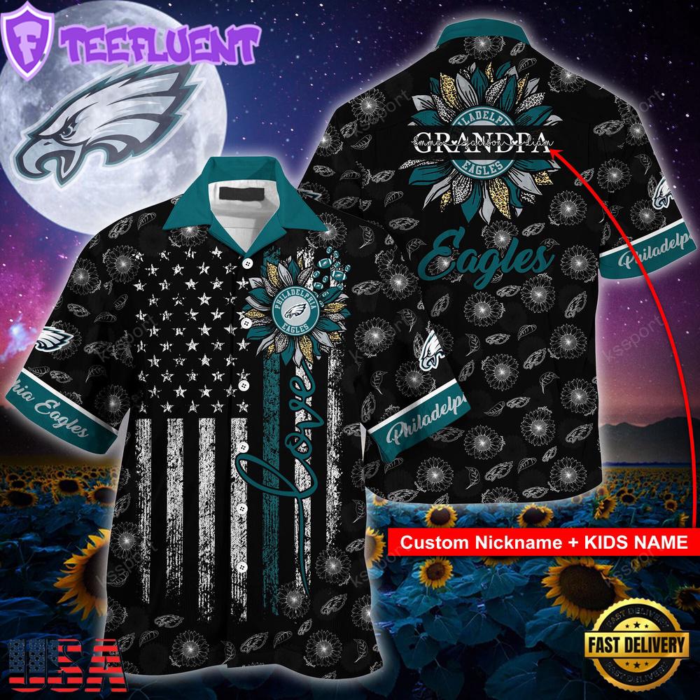 NFL Philadelphia Eagles Happy Mother Day And Happy Father Day Custom Name Hawaiian Shirt