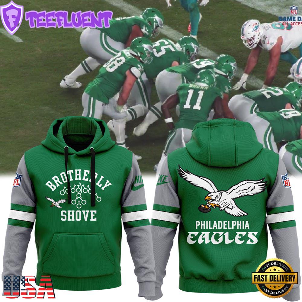 NFL Philadelphia Eagles Kelly Green Brotherly Shove Hoodie