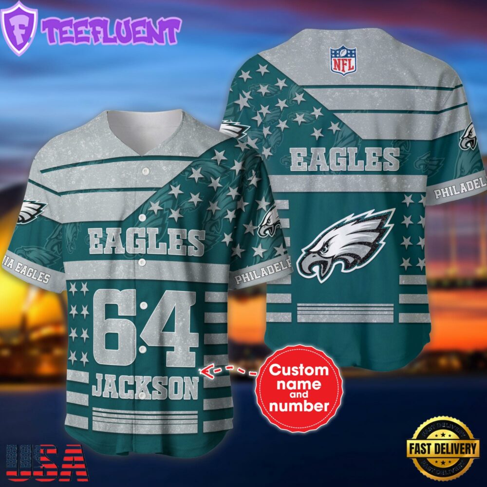 NFL Philadelphia Eagles Personalized American Flag Baseball Jersey