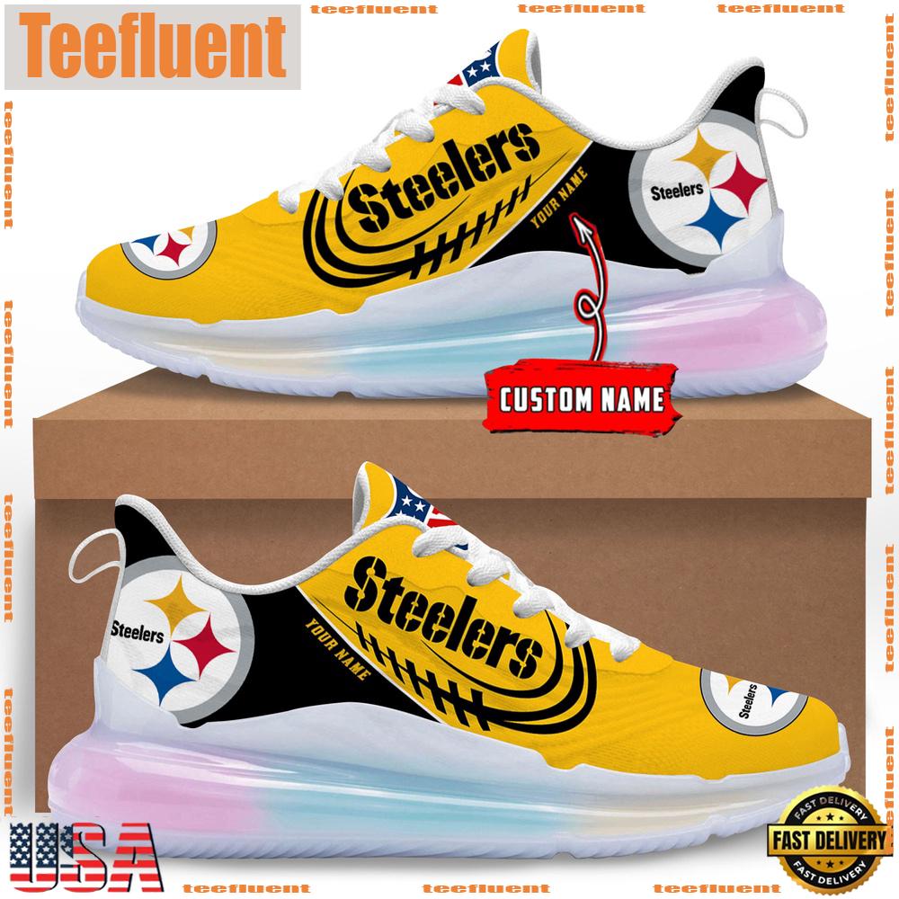 NFL Pittsburgh Steelers Custom Rainbow Atmospheric Cushion Running Shoes, Women's Sneaker