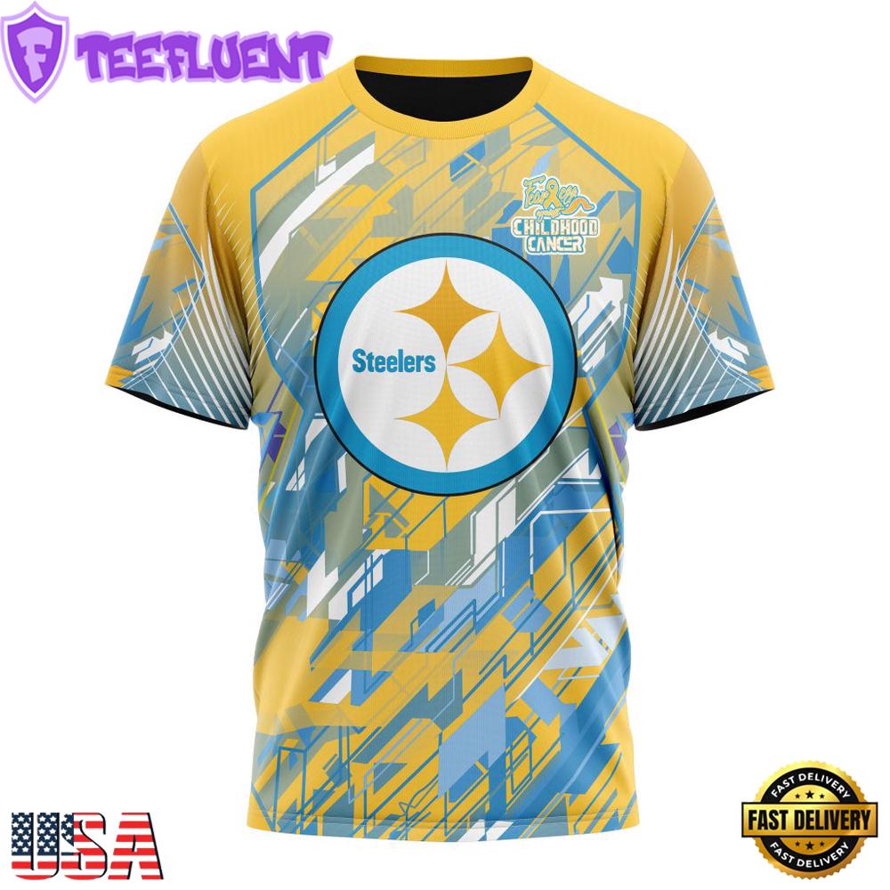 NFL Pittsburgh Steelers Football Childhood Cancers All Over Print T-Shirt