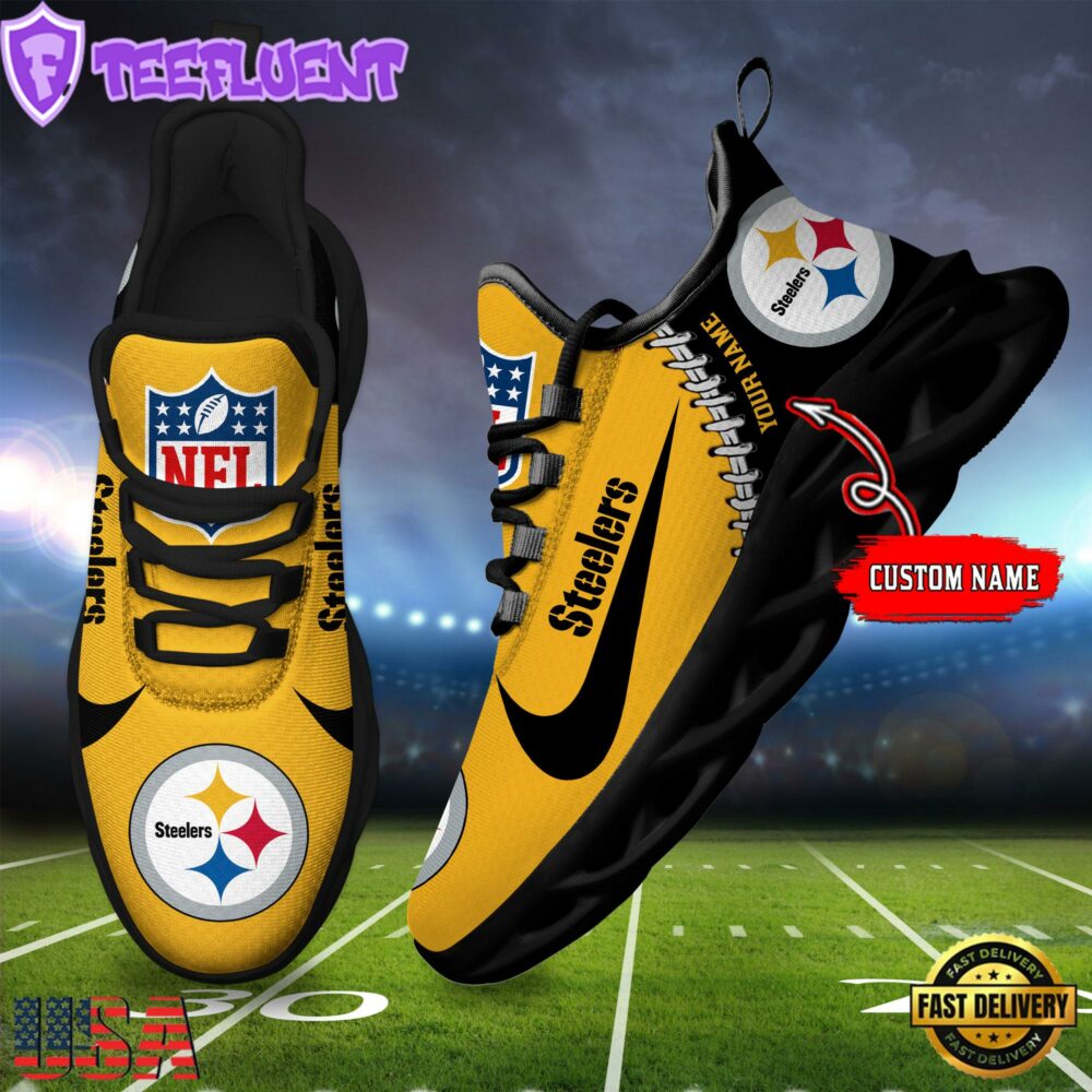 NFL Pittsburgh Steelers Football Team Design Max Soul Shoes, Football New Sneaker Shoes