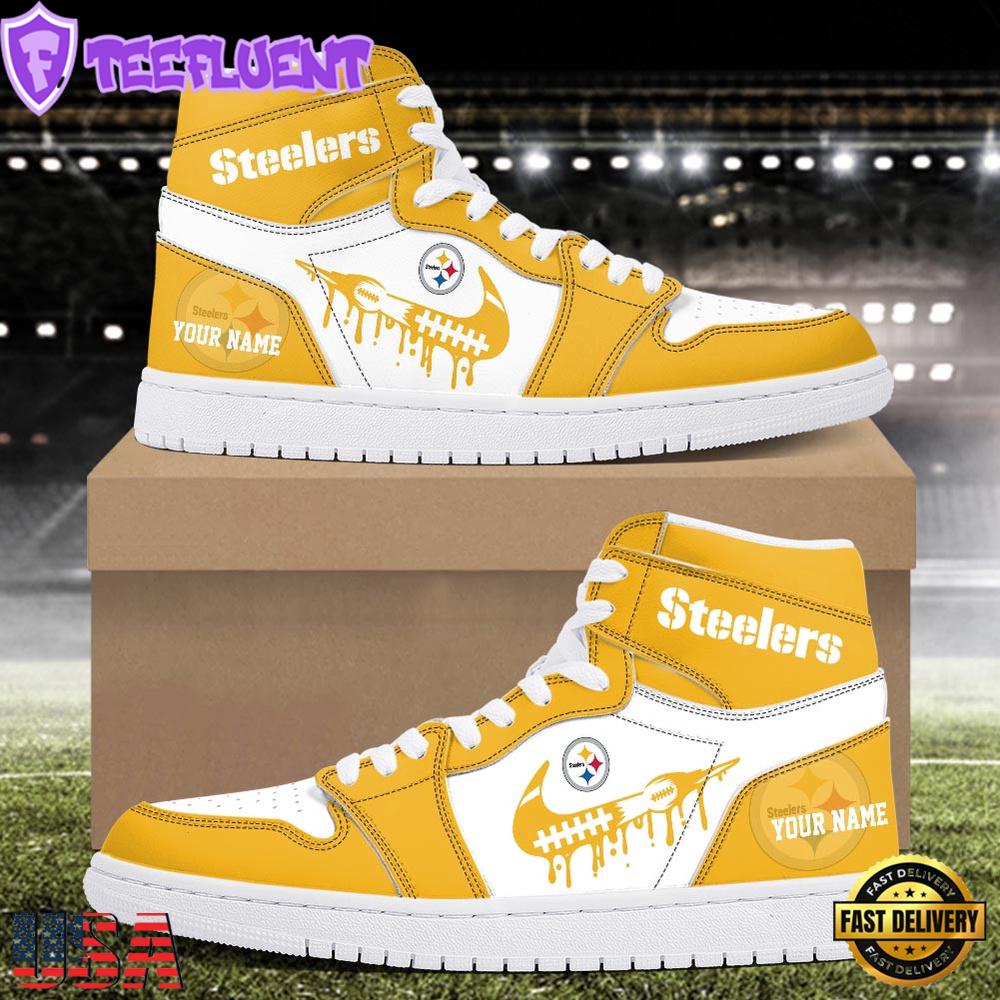 NFL Pittsburgh Steelers Grunge Style Custom Air Jordan 1 Shoes