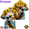 NFL Pittsburgh Steelers Mickey Mouse Surfing Custom Name Hawaiian Shirt