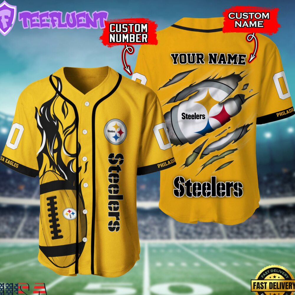 NFL Pittsburgh Steelers Team Logo Litmited Edition Baseball Jersey