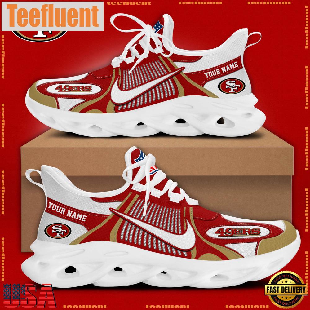 NFL San Francisco 49ers Blue White Stripes Logo Custom Clunky Max Soul Shoes