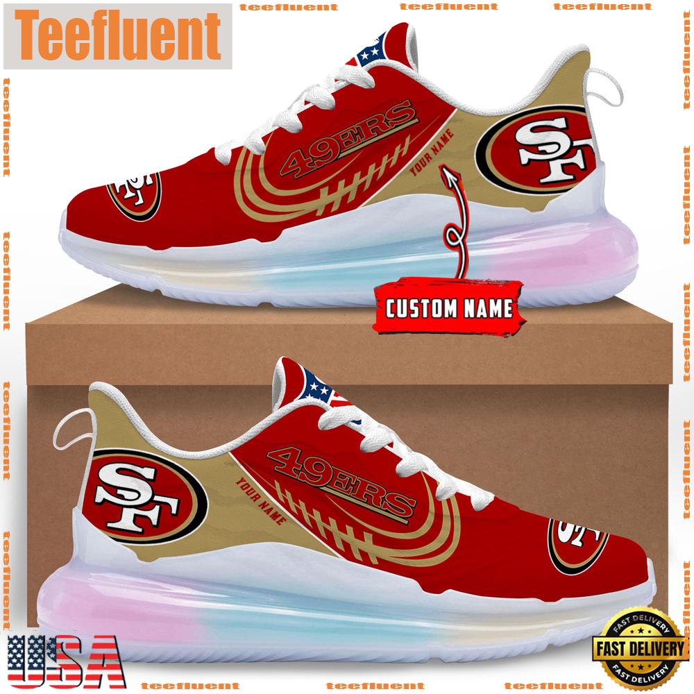 NFL San Francisco 49ers Custom Rainbow Atmospheric Cushion Running Shoes, Women's Sneaker
