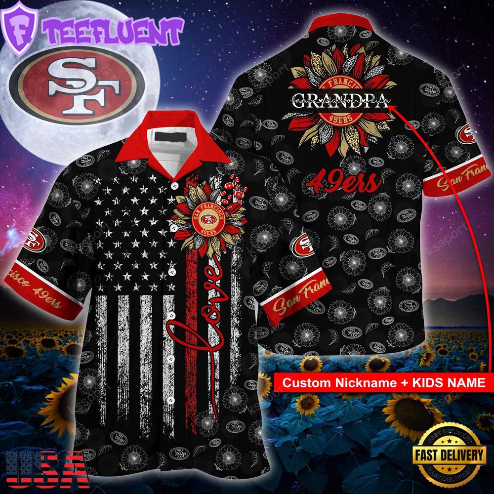 NFL San Francisco 49ers Happy Mother Day And Happy Father Day Custom Name Hawaiian Shirt