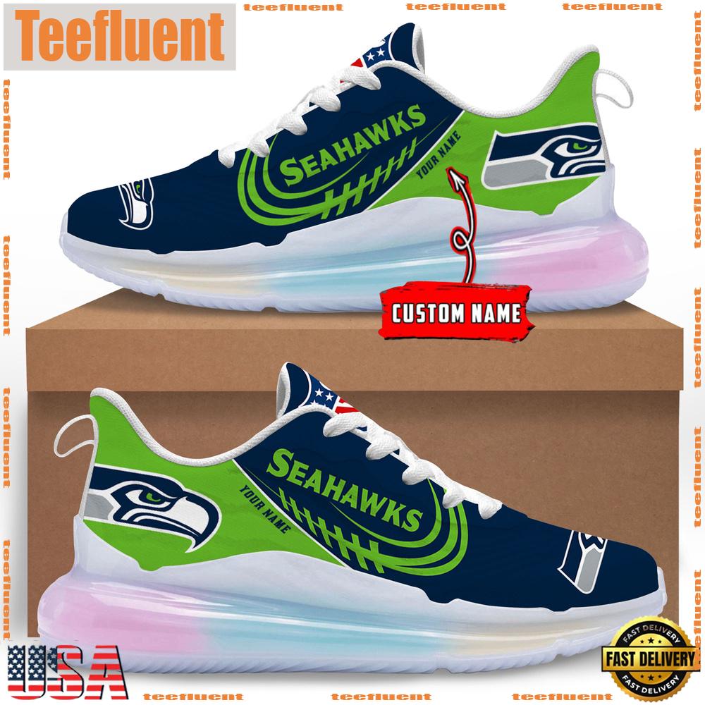 NFL Seattle seahawks Custom Rainbow Atmospheric Cushion Running Shoes, Women's Sneaker