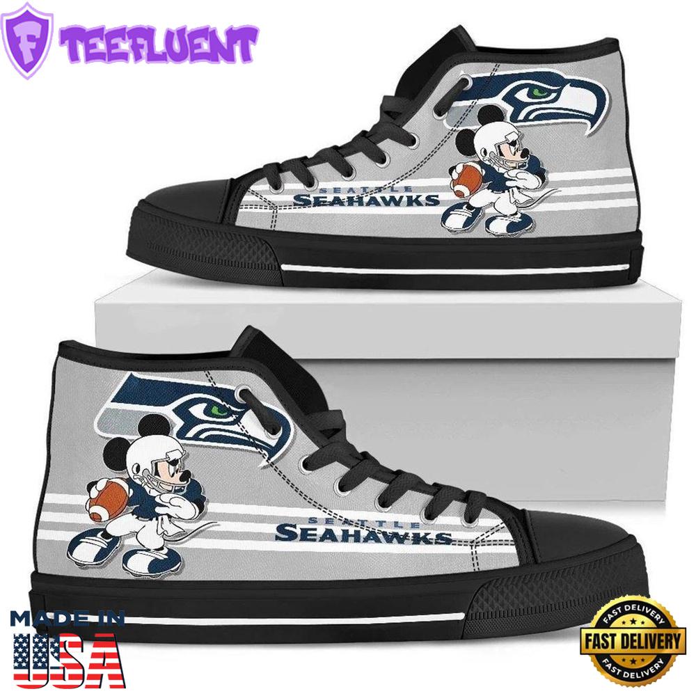 NFL Seattle Seahawks Grey Mickey High Top Shoes For Fans