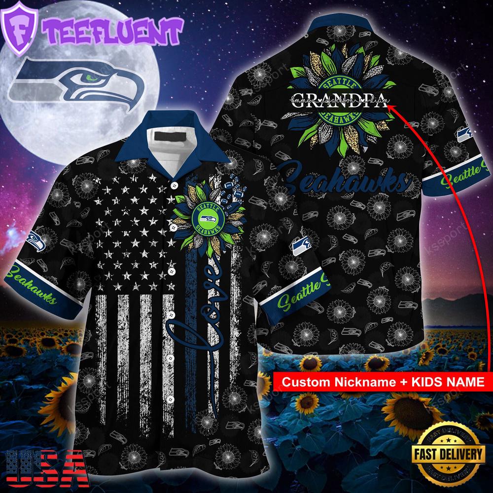 NFL Seattle Seahawks Happy Mother Day And Happy Father Day Custom Name Hawaiian Shirt