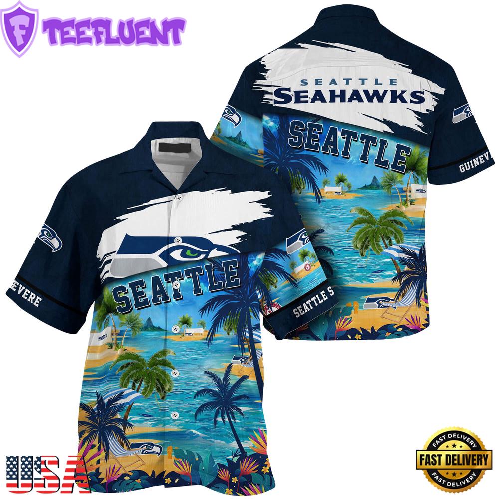 NFL Seattle Seahawks Hawaii Beach Custom Name Hawaiian Shirt