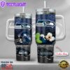 NFL Seattle Seahawks Mickey Mouse Custom Stanley Quencher 40oz Stainless Steel Tumbler With Handle