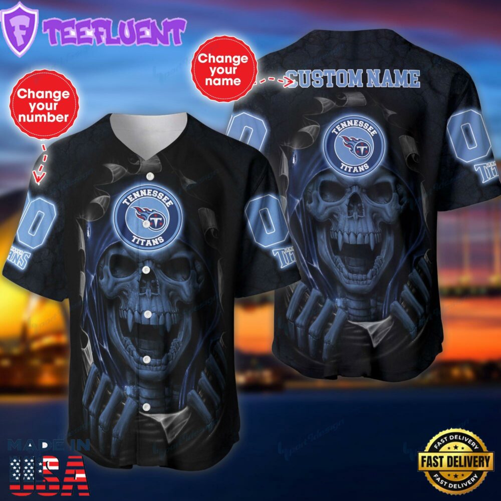 NFL Skull Tennessee Titans Personalized Baseball Jersey Shirt For Fans