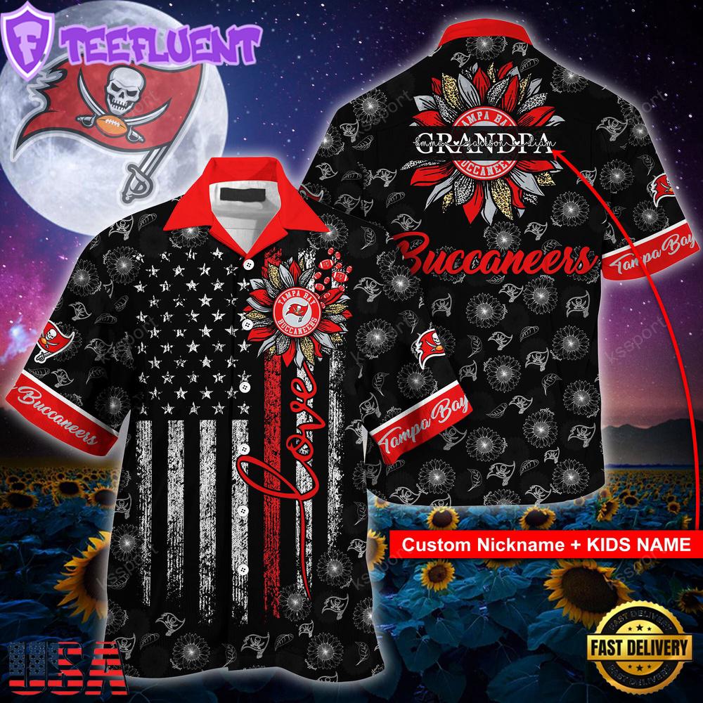 NFL Tampa Bay Buccaneers Happy Mother Day And Happy Father Day Custom Name Hawaiian Shirt