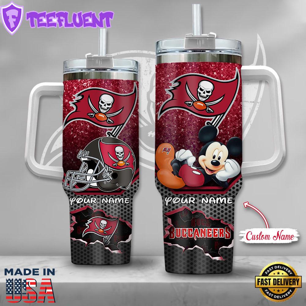 NFL Tampa Bay Buccaneers Mickey Mouse Custom Stanley Quencher 40oz Stainless Steel Tumbler With Handle
