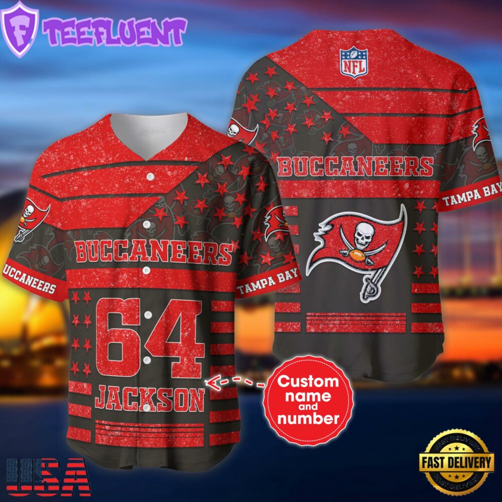 NFL Tampa Bay Buccaneers Personalized American Flag Baseball Jersey