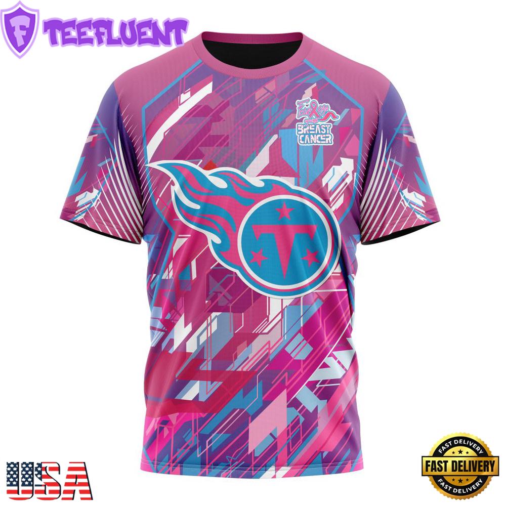 NFL Tennessee Titans Football Team Breast Cancer 3D T-Shirt