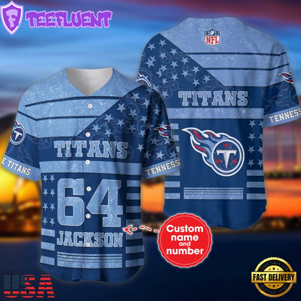 NFL Tennessee Titans Personalized American Flag Baseball Jersey