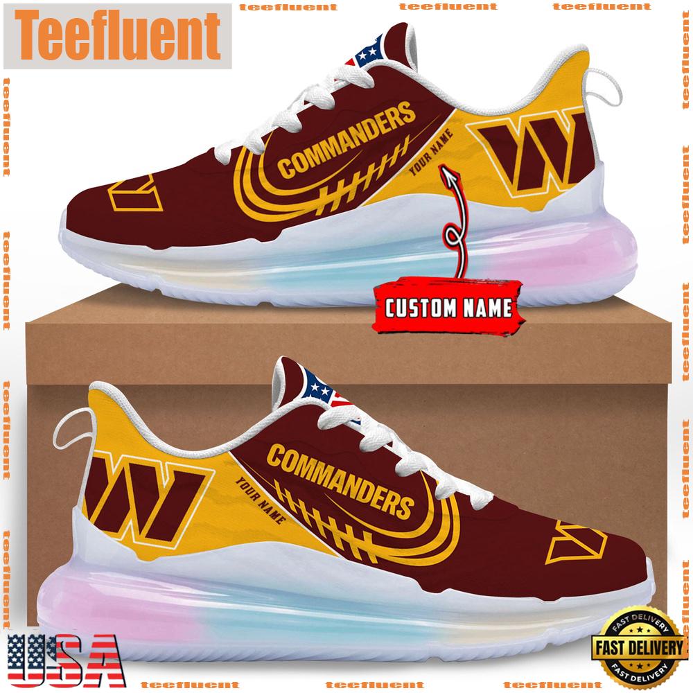 NFL Washington Commanders Custom Rainbow Atmospheric Cushion Running Shoes, Women's Sneaker