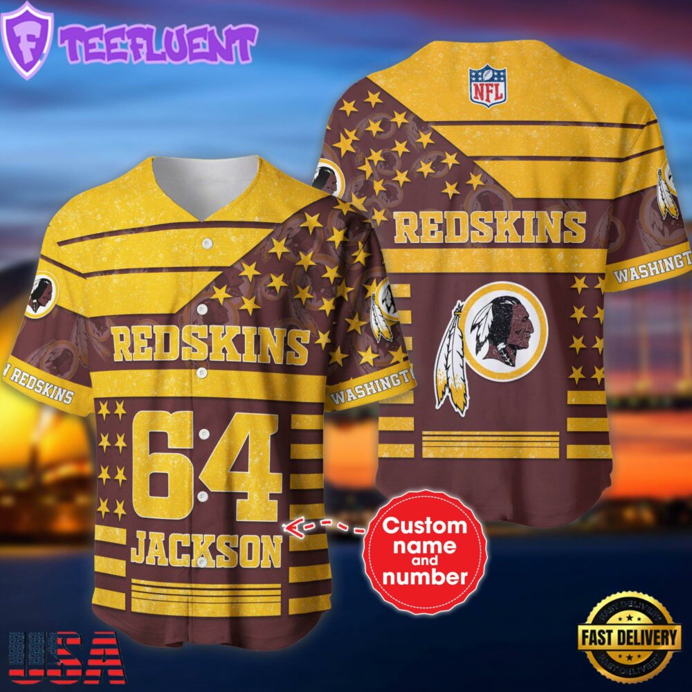 NFL Washington Football Team Personalized American Flag Baseball Jersey
