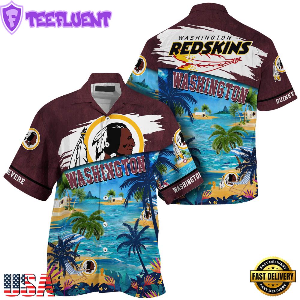 NFL Washington Redskins Hawaii Beach Custom Name Hawaiian Shirt