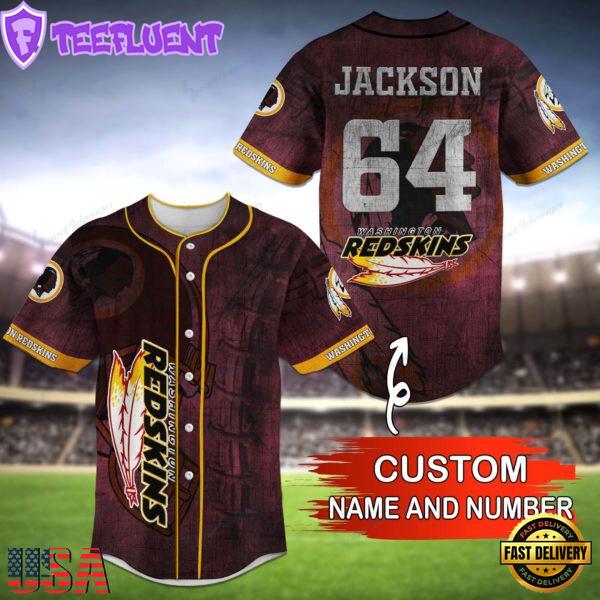 NFL Washington Redskins Personalized Baseball Jersey, Football Team Design Jersey Shirt