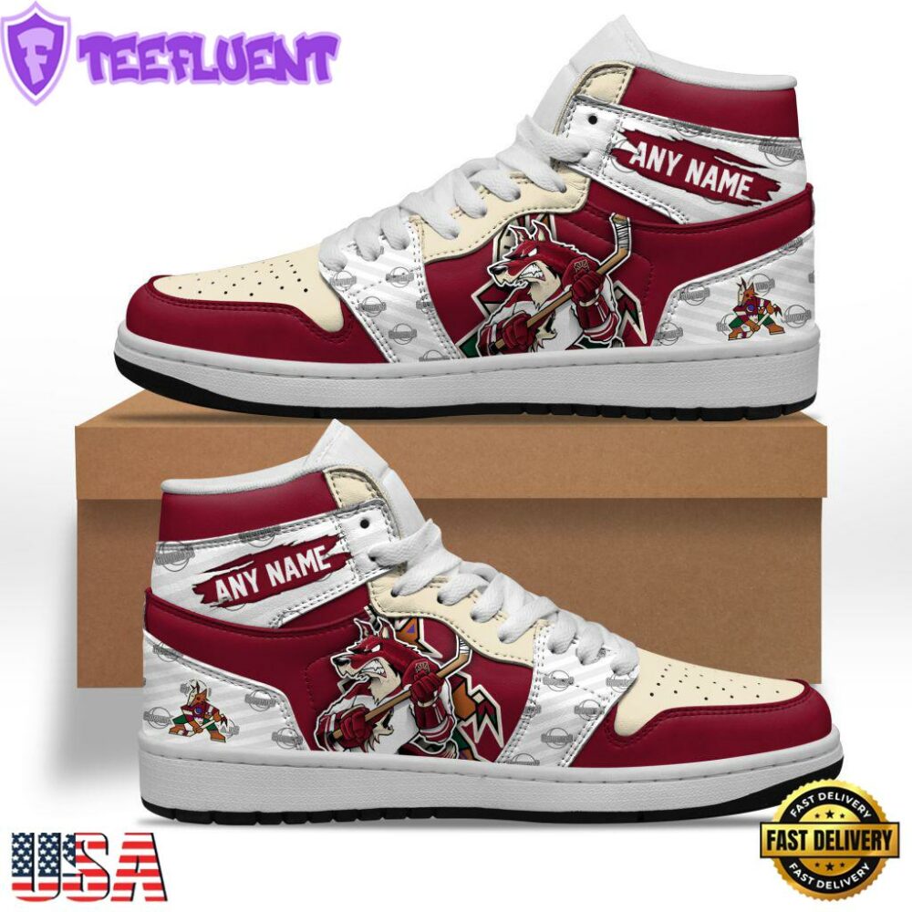 NHL Arizona Coyotes Team Mascot Design Air Jordan 1 Hightop Shoes