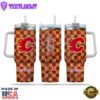 NHL Calgary Flames Stained Glass Effect Custom Stanley Quencher 40oz Stainless Steel Tumbler With Handle