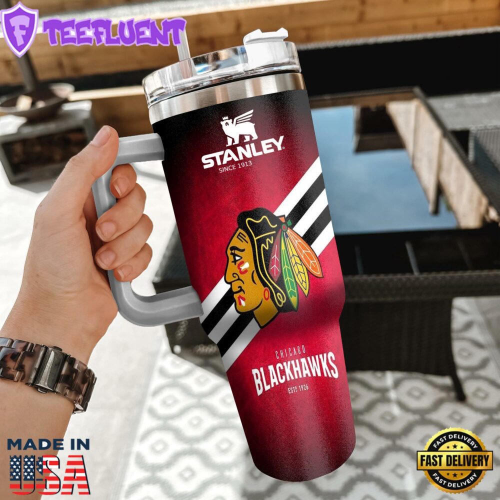 NHL Chicago Blackhawks Custom Stanley Quencher 40oz Stainless Steel Tumbler With Handle