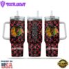 NHL Chicago Blackhawks Stained Glass Effect Custom Stanley Quencher 40oz Stainless Steel Tumbler With Handle