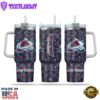 NHL Colorado Avalanche Stained Glass Effect Custom Stanley Quencher 40oz Stainless Steel Tumbler With Handle