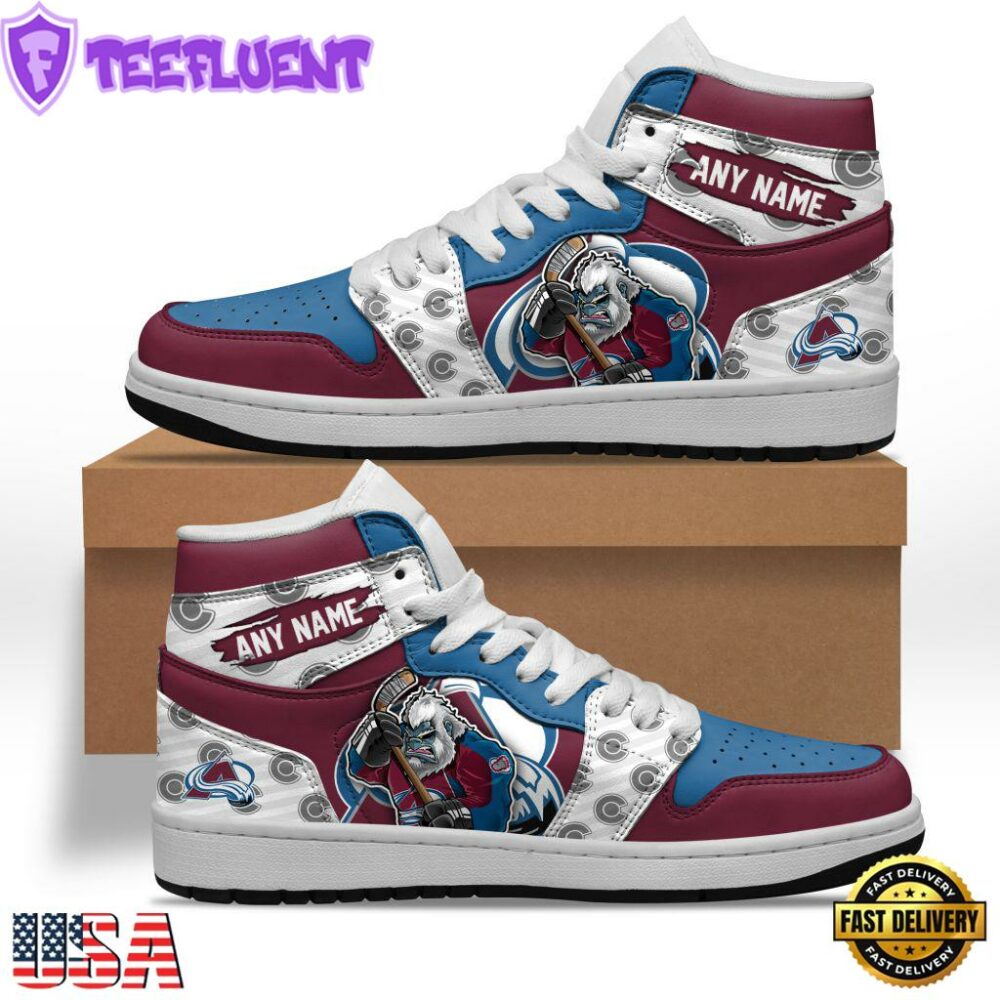 NHL Colorado Avalanche Team Mascot Design Air Jordan 1 Hightop Shoes
