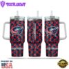 NHL Columbus Blue Jackets Stained Glass Effect Custom Stanley Quencher 40oz Stainless Steel Tumbler With Handle