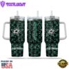 NHL Dallas Stars Stained Glass Effect Custom Stanley Quencher 40oz Stainless Steel Tumbler With Handle