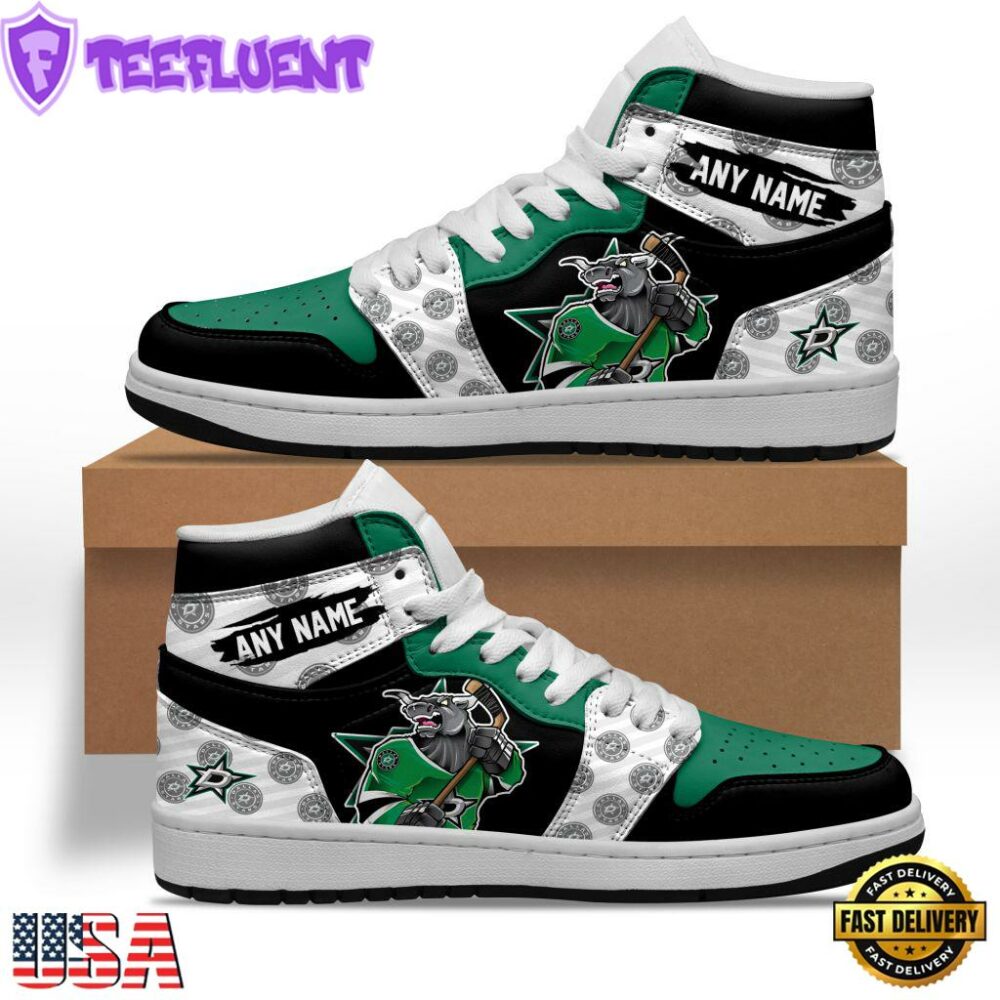 NHL Dallas Stars Team Mascot Design Air Jordan 1 Hightop Shoes