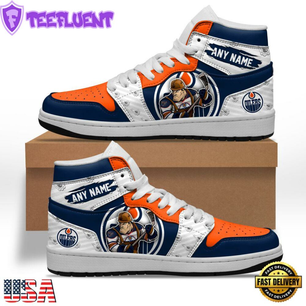 NHL Edmonton Oilers Team Mascot Design Air Jordan 1 Hightop Shoes