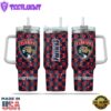NHL Florida Panthers Stained Glass Effect Custom Stanley Quencher 40oz Stainless Steel Tumbler With Handle